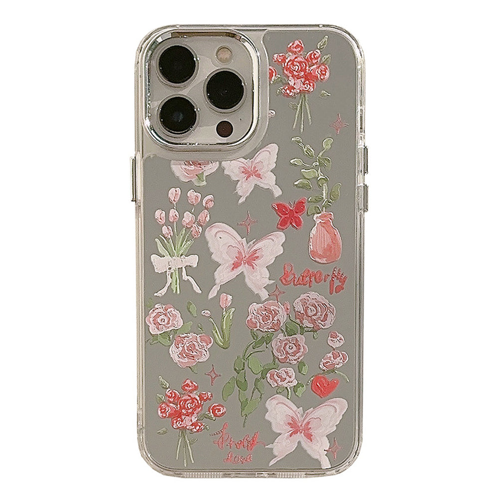 Phone Cover for iPhone 13 Pro 6.1 inch Butterfly Rose Flower Pattern Electroplating Mirror Surface TPU Case Phone Cover for iPhone 13 Pro 6.1 inch Butterfly Rose Flower Pattern Electroplating Mirror Surface TPU Case